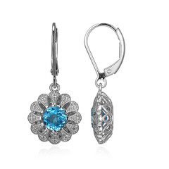 Boucles d'oreilles en argent et Topaze bleu Suisse