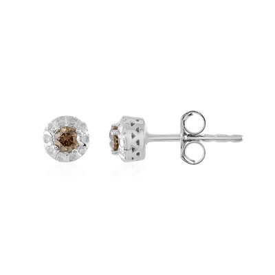 Boucles d'oreilles en argent et Diamant champagne I2