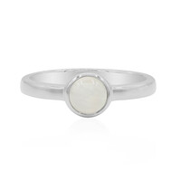 Bague en argent et Pierre de Lune arc-en-ciel