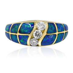 Bague en or et Opale noire de Lightning Ridge (CIRARI)