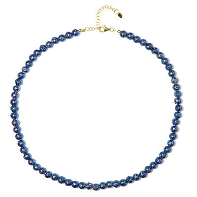 Collier en argent et Perle de lave bleu roi