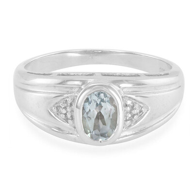 Bague pour homme en argent et Topaze bleu ciel