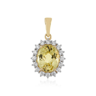 Pendentif en or et Kunzite jaune canari