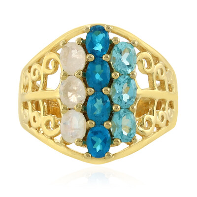 Bague en argent et Apatite bleu néon