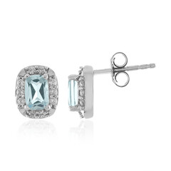 Boucles d'oreilles en argent et Topaze bleu ciel