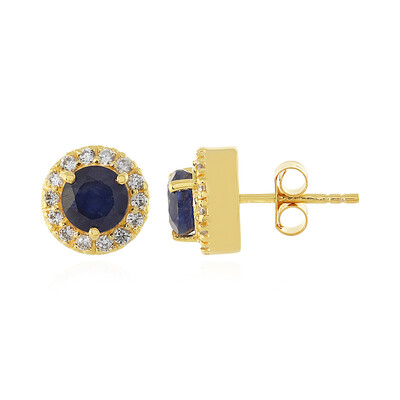 Boucles d'oreilles en argent et Saphir bleu de Madagascar