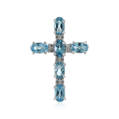 Pendentif en argent et Topaze bleu Suisse