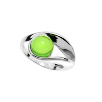Bague en argent et Ambre verte de Colombie