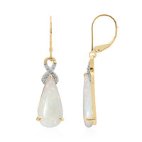 Boucles d'oreilles en or et Opale blanche du Brésil
