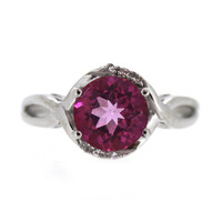 Bague en argent et Topaze Flamant Rose
