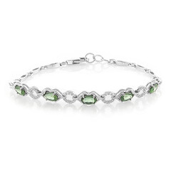 Bracelet en argent et Apatite chromifère