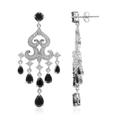 Boucles d'oreilles en argent et Spinelle noir