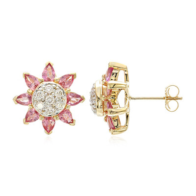 Boucles d'oreilles en or et Saphir Padparadscha non chauffé (AMAYANI)