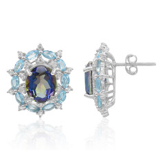 Boucles d'oreilles en argent et Quartz mystique bleu