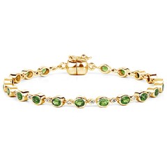 Bracelet en argent et Diopside de Russie