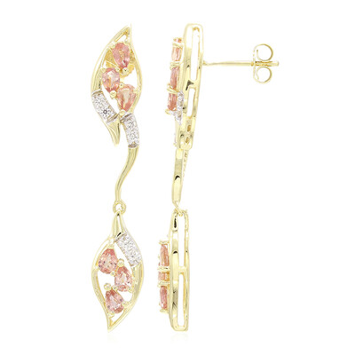 Boucles d'oreilles en or et Saphir Padparadscha non chauffé (AMAYANI)