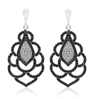 Boucles d'oreilles en argent et Spinelle noir