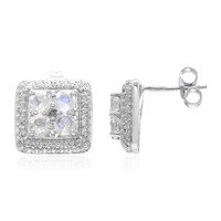 Boucles d'oreilles en argent et Pierre de Lune arc-en-ciel