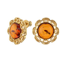 Boucles d'oreilles en argent et Ambre baltique couleur cognac