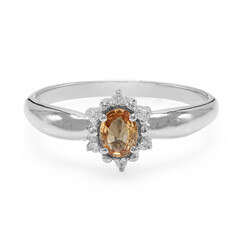 Bague en argent et Saphir Padparadscha