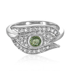 Bague en argent et Saphir vert AAA