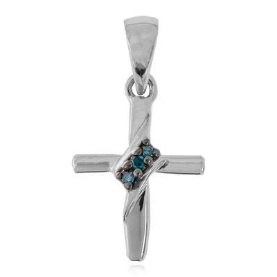 Pendentif en argent et Diamant SI1 bleu