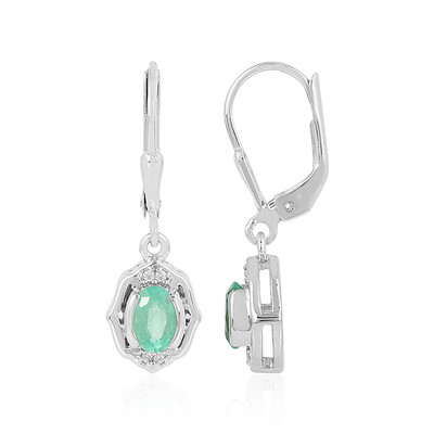 Boucles d'oreilles en argent et Emeraude de Russie