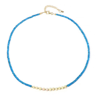 Collier en argent et Apatite bleu néon