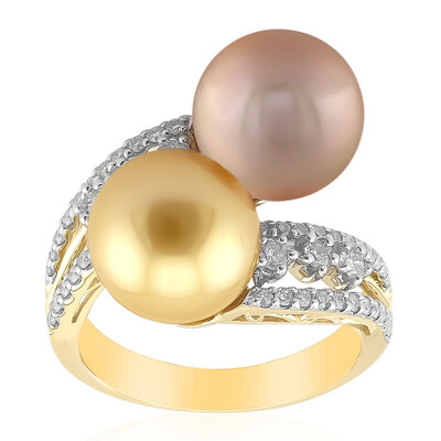 Bague en or et Perle dorée des mers du Sud Kabira (TPC)