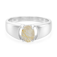 Bague pour homme en argent et Quartz rutile (Cheveux de Vénus)