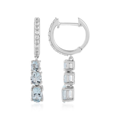 Boucles d'oreilles en argent et Aigue-marine