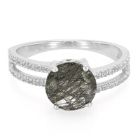 Bague en argent et Quartz rutile noir