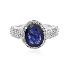 Bague en argent et Saphir bleu de Madagascar