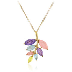 Collier en argent et Quartz pourpre pastel