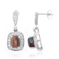 Boucles d'oreilles en argent et Œil-de-tigre rouge