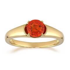 Bague en or et Opale de feu mexicaine AAA