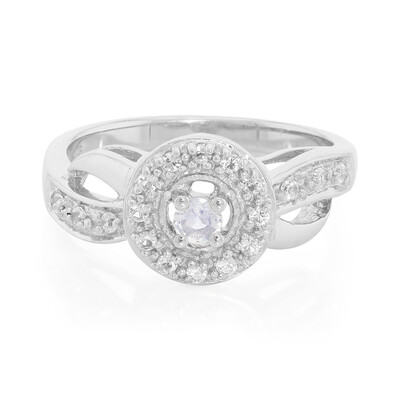 Bague en argent et Pierre de Lune arc-en-ciel