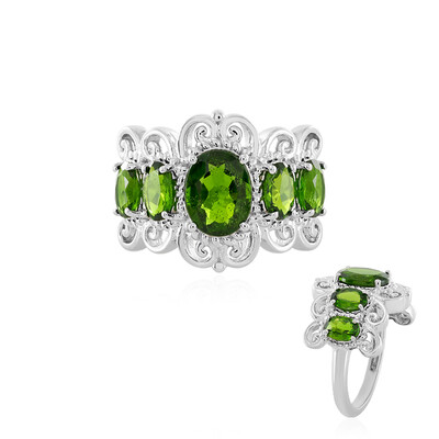 Bague en argent et Diopside de Russie