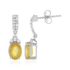 Boucles d'oreilles en argent et Saphir jaune de Madagascar