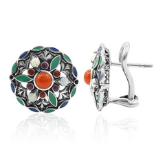 Boucles d'oreilles en argent et Jadéite rouge