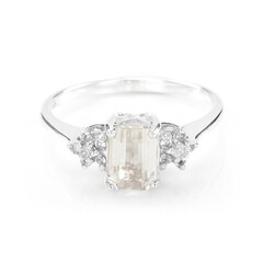 Bague en argent et Kunzite jaune canari