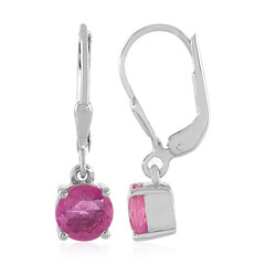 Boucles d'oreilles en argent et Saphir rose de Madagascar