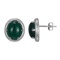 Boucles d'oreilles en argent et Agate verte