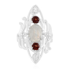 Bague en argent et Pierre de Lune arc-en-ciel
