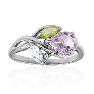 Bague en argent et Améthyste Rose de France
