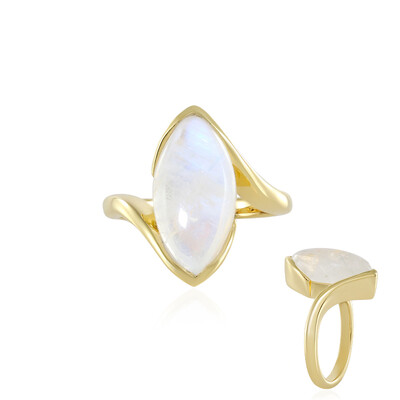Bague en argent et Pierre de Lune arc-en-ciel