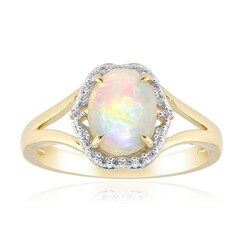 Bague en or et Opale blanche du Brésil