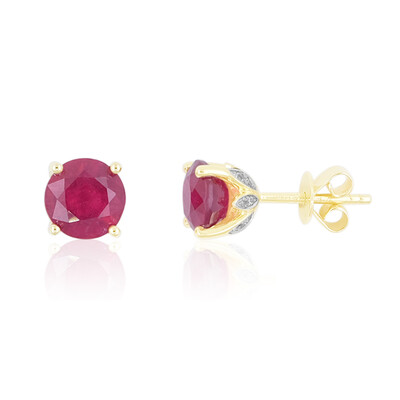 Boucles d'oreilles en or et Rubis de Madagascar (de Melo)