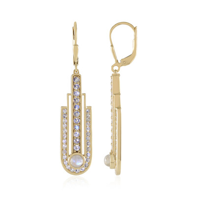 Boucles d'oreilles en argent et Pierre de Lune arc-en-ciel (KM by Juwelo)
