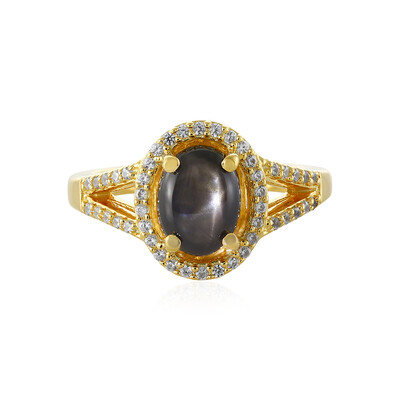 Bague en argent et Saphir étoilé noir
